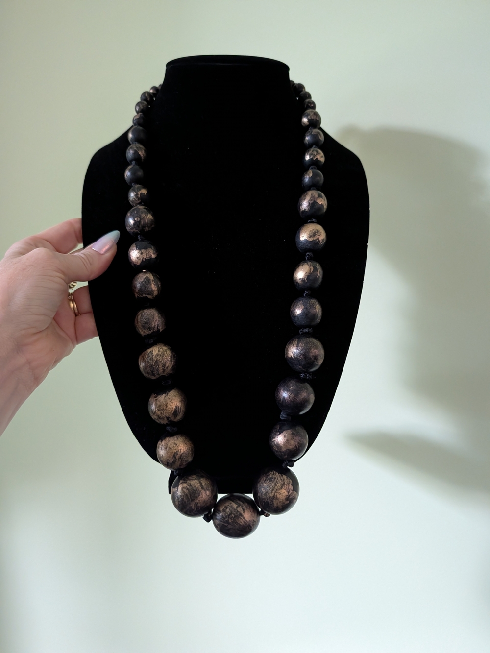 Large Black and Gold Beaded Necklace - Gothic Women's Jewelry